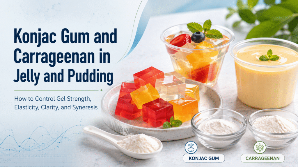 Konjac gum and carrageenan used in jelly and pudding applications